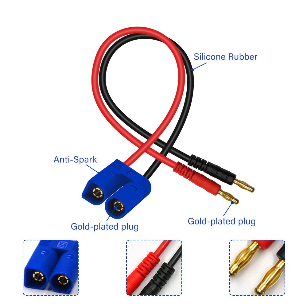 Ec5 Battery Device Anti Spark Pluggable Connector Gold-plated Banana Plug for Drone, Speedboat, RC Model