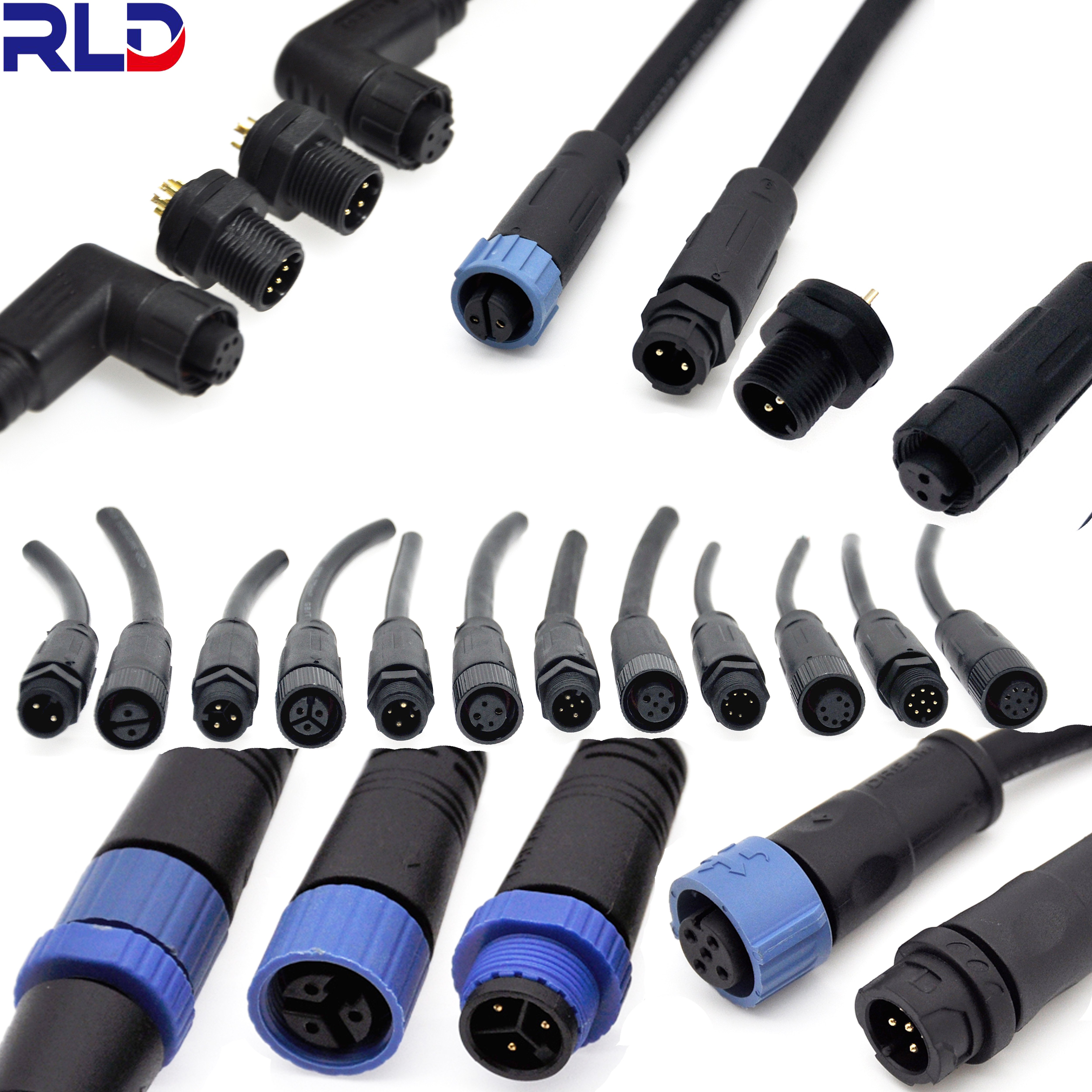 m12 cable assembly male to female ip67 ip68 waterproof custom 3 5 6 12 17 pin m12 sensor 4 pin 8 pin connector m12 cable