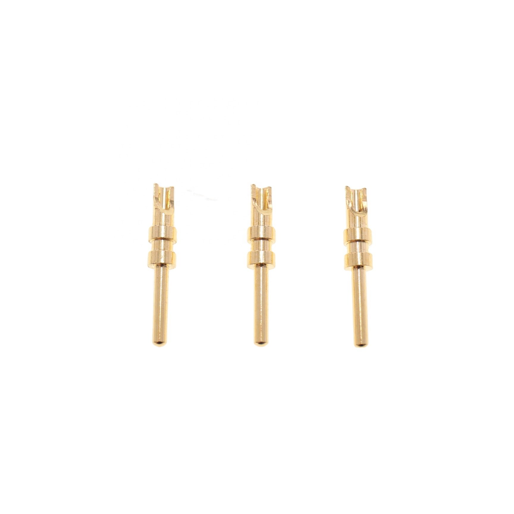 High Precision 1.0mm Brass Male Contact Pin Gold Plated Copper Custom Turned Piece Terminal Connector