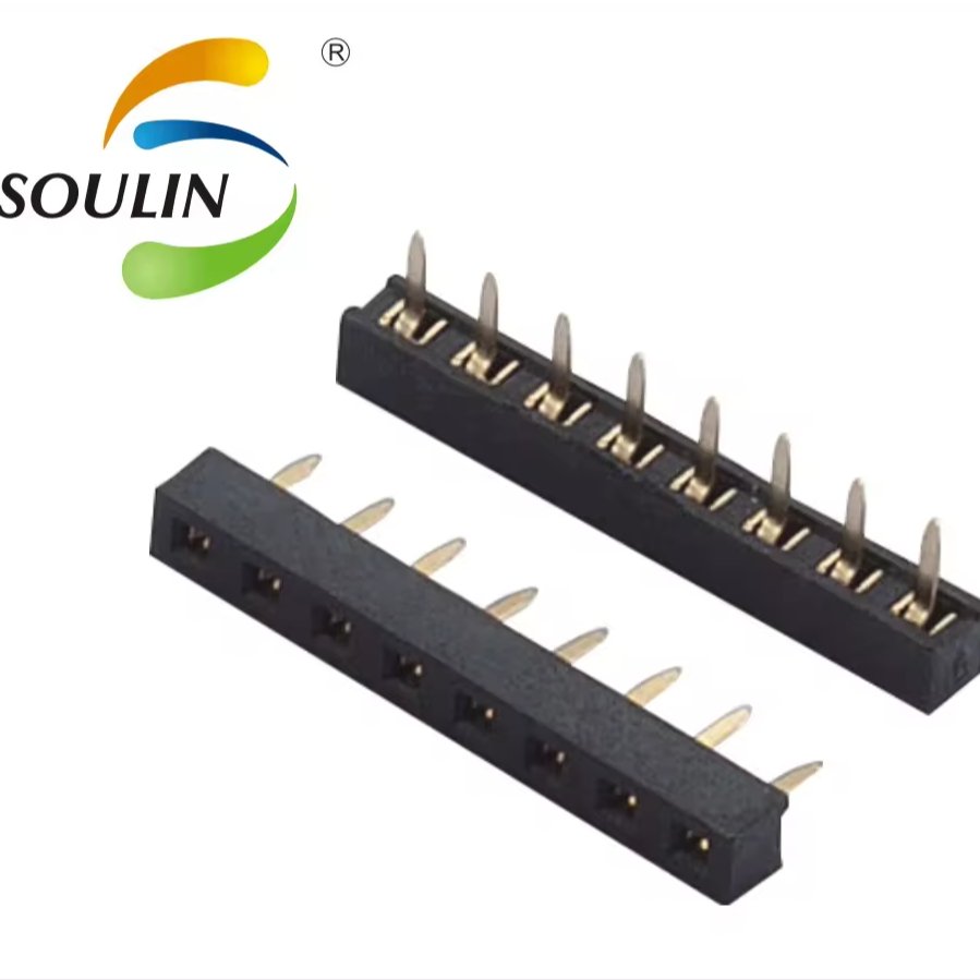 Soulin Custom PCB 2.54mm Female Header Connector SMT DIP Single Double Dual Row Misaligned pins Female Header Connectors