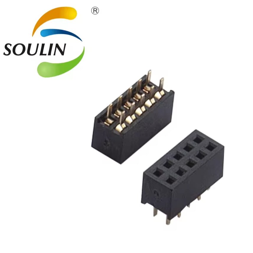 Soulin Custom PCB 2.54mm Female Header Connector SMT DIP Single Double Dual Row Misaligned pins Female Header Connectors