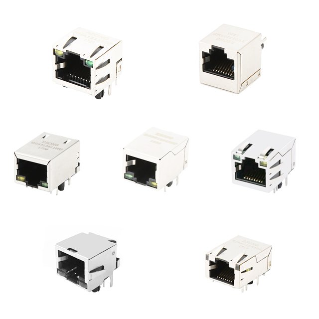 2x1 2x2 2x4 2x6 2x8 Port Cat5 Cat5e Cat6 Cat6a Pcb Stacked Integrated Connector Rj45 Magnetic Jack