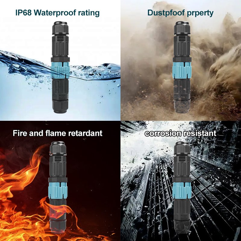 Led Strip Light Electrical Explosion Proof Wire Terminal 2Pin 3Pin Circular IP68 Brass Power Waterproof cable Connector