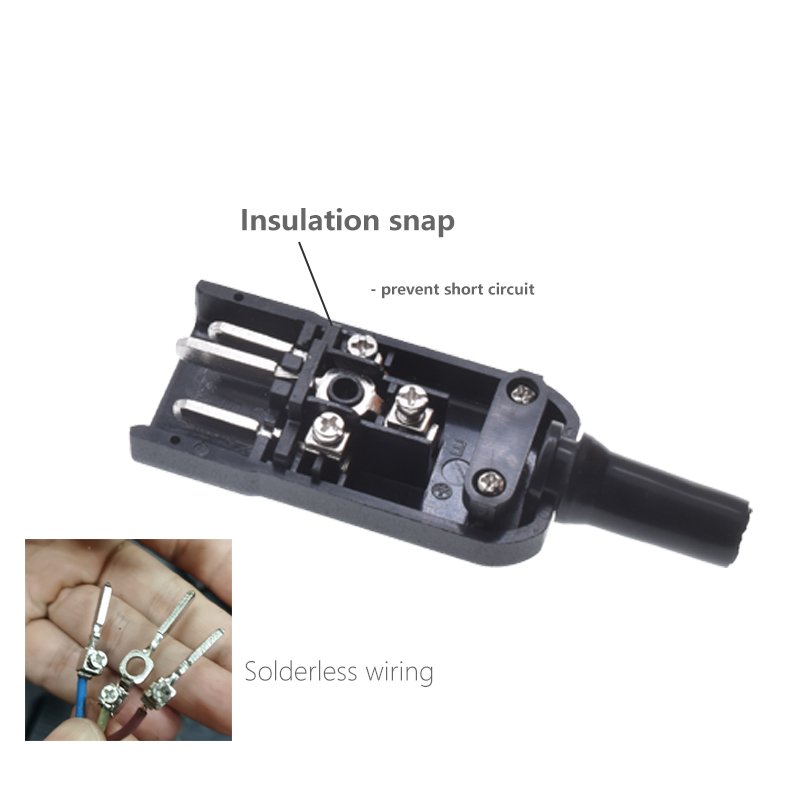 IEC Wiring Plug 3 Pins Male C14 Connector 10A 250V Wire Grounding Self-assembled electric Plug Top For PDU Cabinet UPS Service