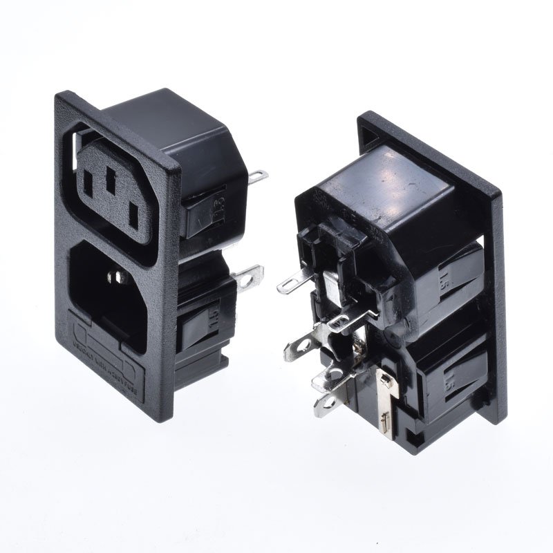 Manufacturer IEC320 2 gang outlet iec 320 c13 c14 male female connector fuse inlet power socket