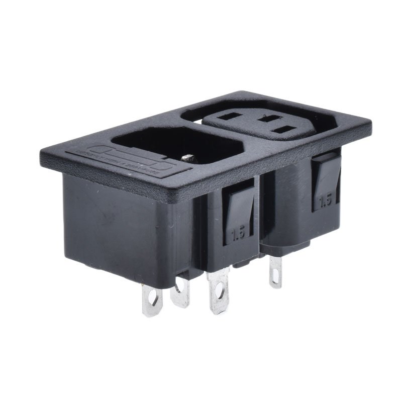 Manufacturer IEC320 2 gang outlet iec 320 c13 c14 male female connector fuse inlet power socket