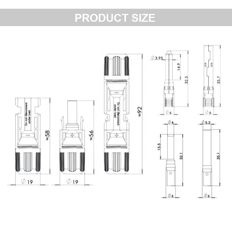 waterproof IP68 solar PV system connector DC PV Plug socket