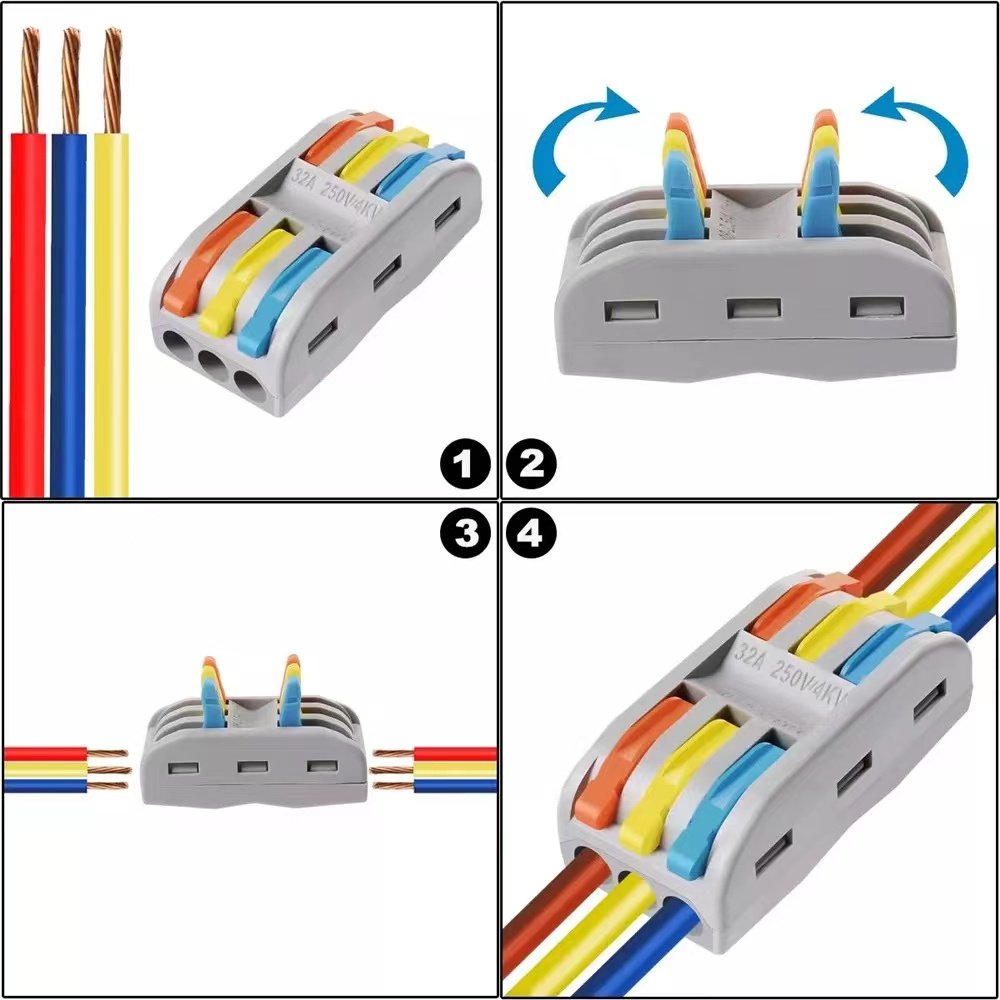 SPL-2 Quick terminal 222 3way Terminal Block Made in China Lever Nut Junction Box Fast Connector Universal Pct. Wire Connector