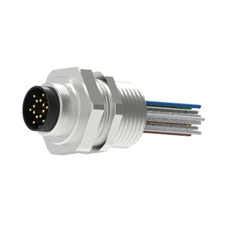 14pin M16 Front Mount Molded Cable Male Flange Connector