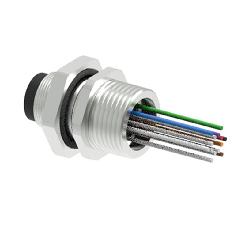 14pin M16 Front Mount Molded Cable Male Flange Connector