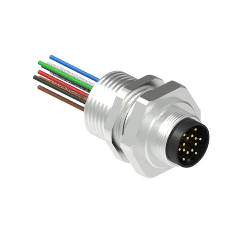 14pin M16 Front Mount Molded Cable Male Flange Connector