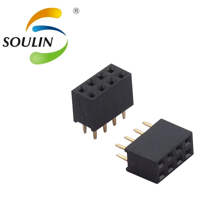 Soulin 2.54MM Spacing 2*5 Pin Sockets Dual Row Flat Contact 180 Degree Pins Female Header PCB Connectors