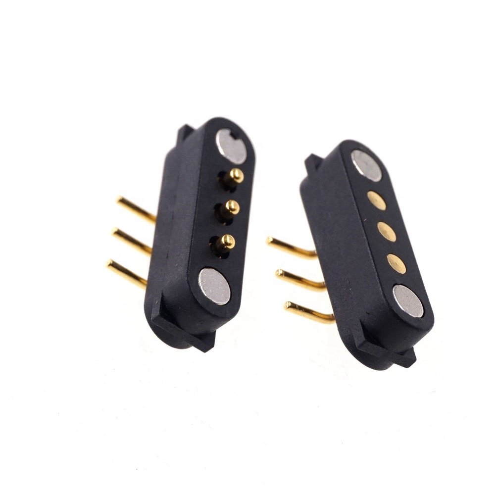 10 Pairs Per Lot Drop Shipping Spring Power charge 2A 36V Male Female Horizontal Through Hole Magnetic Pogo Pin Connector 3 Pin