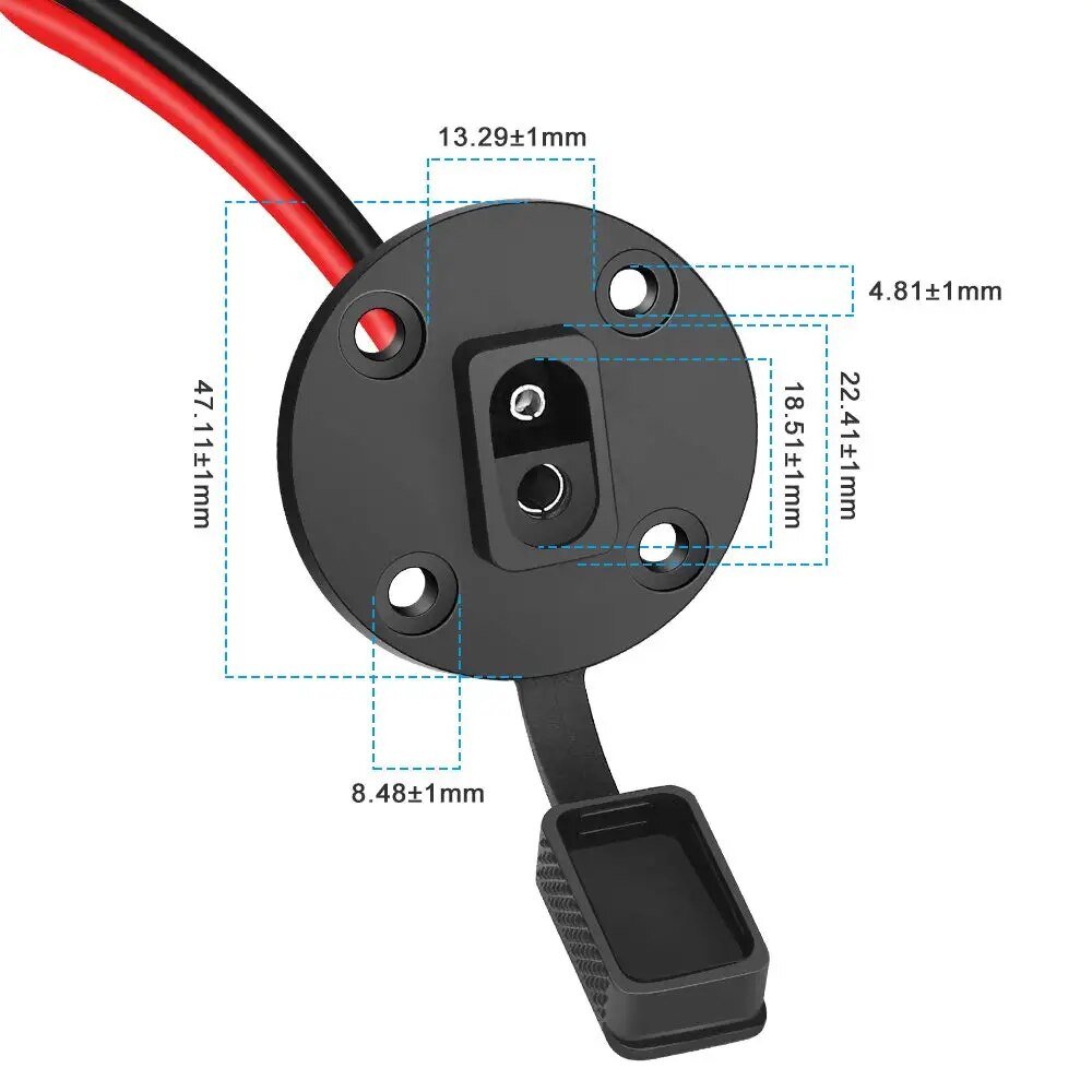 SAE Connector Power Socket Sidewall Port 12AWG Cable Weatherproof Cable Quick Connect Panel Mount Universal Flush Mount Adapter