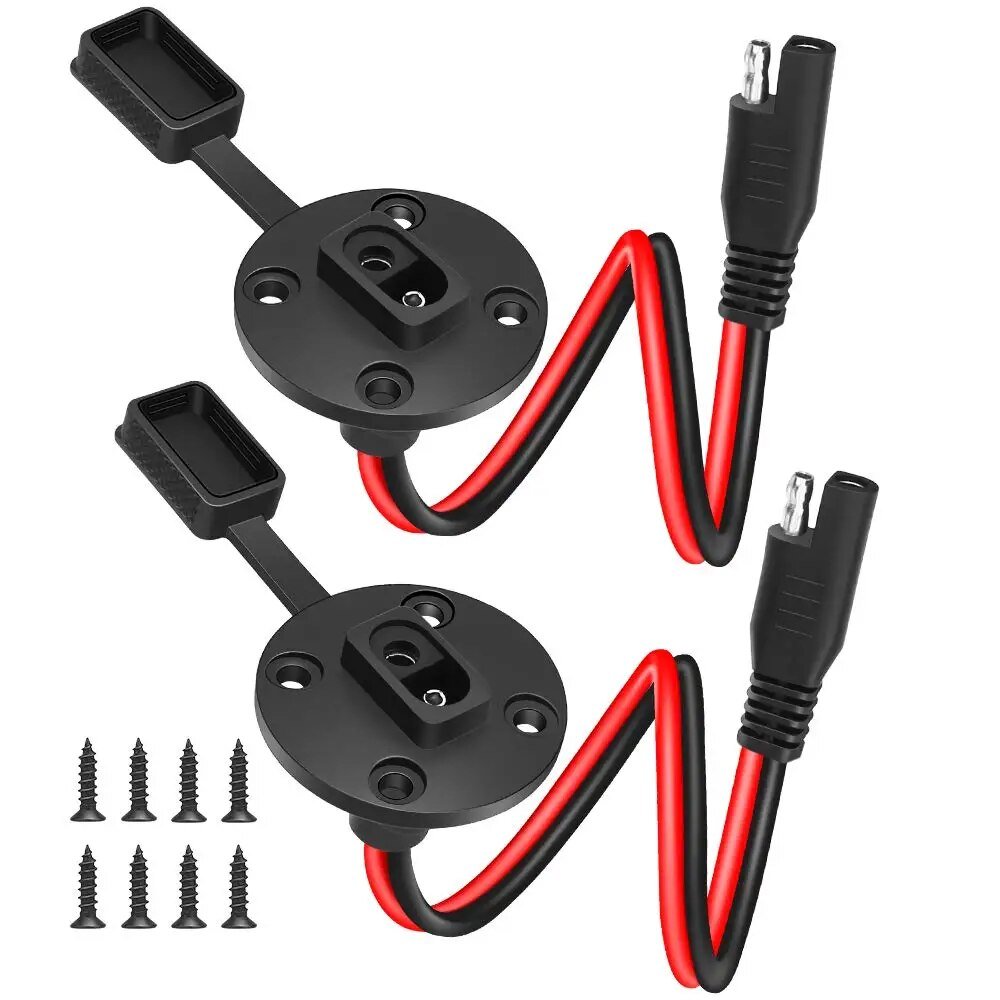 SAE Connector Power Socket Sidewall Port 12AWG Cable Weatherproof Cable Quick Connect Panel Mount Universal Flush Mount Adapter
