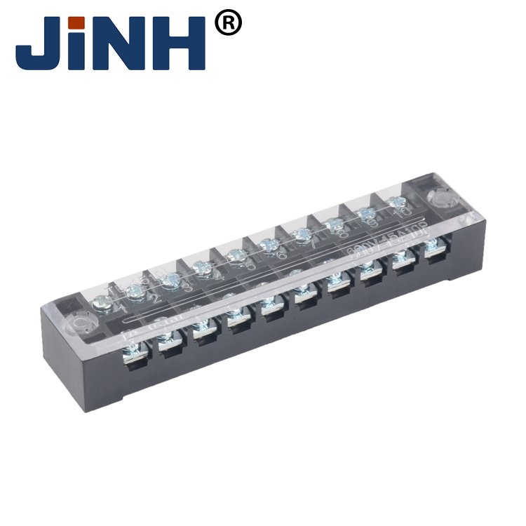 Electric Dual Row Barrier Screw Cable Terminal Block 600V 15A 10 Positions Strip Wire Compact Splice Connector
