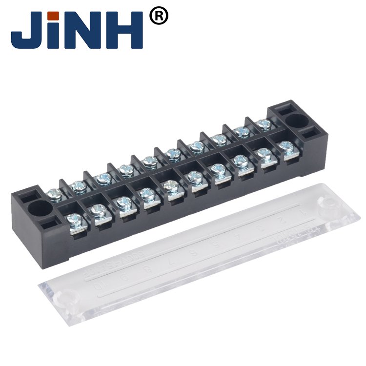 Electric Dual Row Barrier Screw Cable Terminal Block 600V 15A 10 Positions Strip Wire Compact Splice Connector