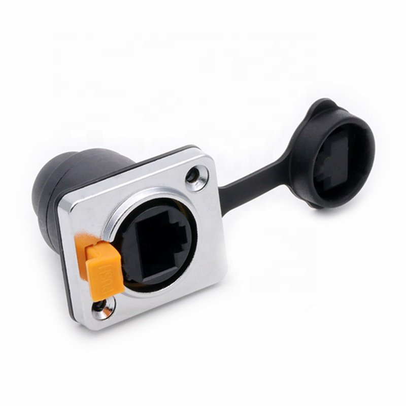 ethernet rj45 connector waterproof rj45 network connector Copper Pins 8p8c pass through Female Chassis Panel Mount Sockets
