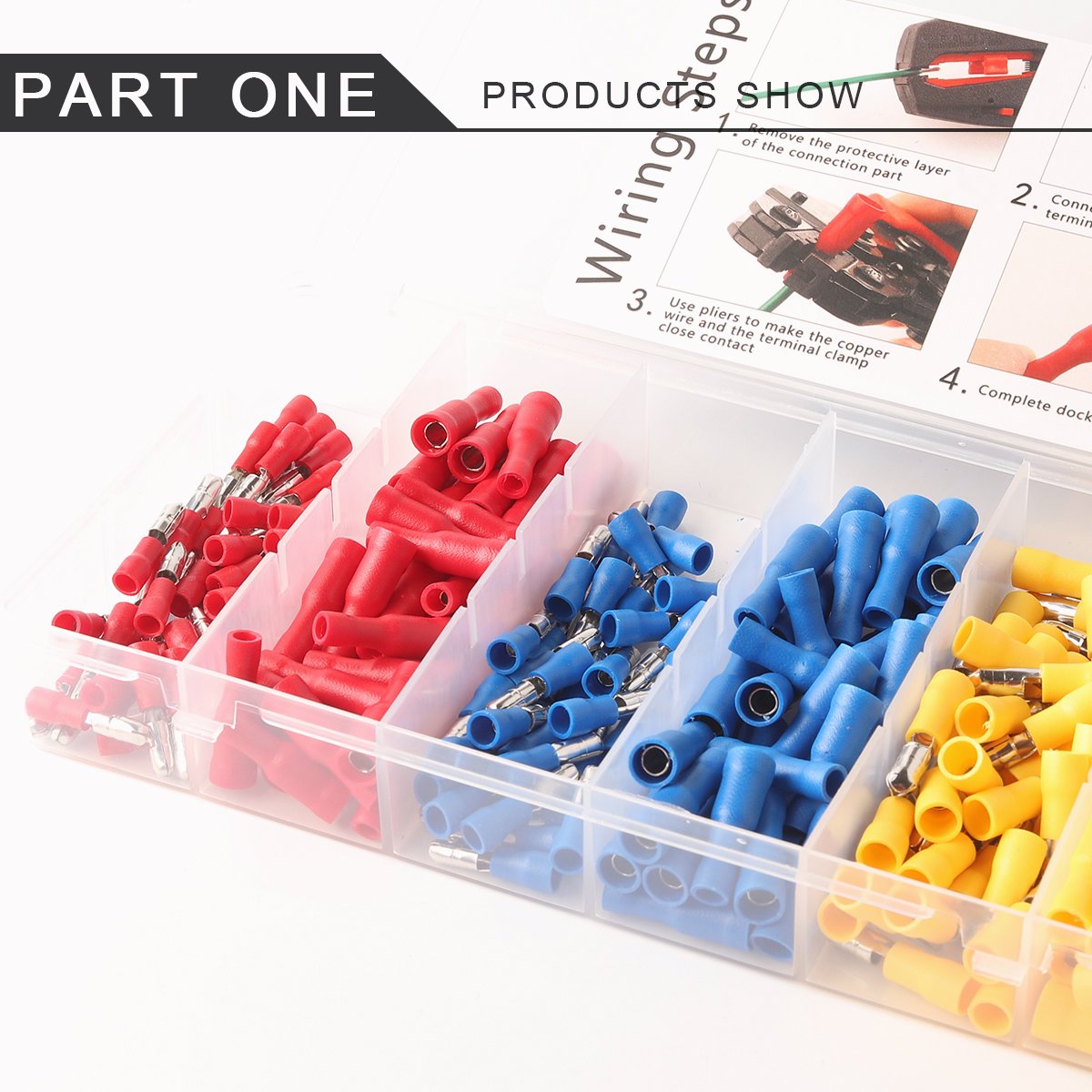 240 PCS/Boxed 22-10 AWG Insulated Bullet Butt Crimp Terminals Wire Cable Connector PVC Male Female Kit Splice Terminal Connector