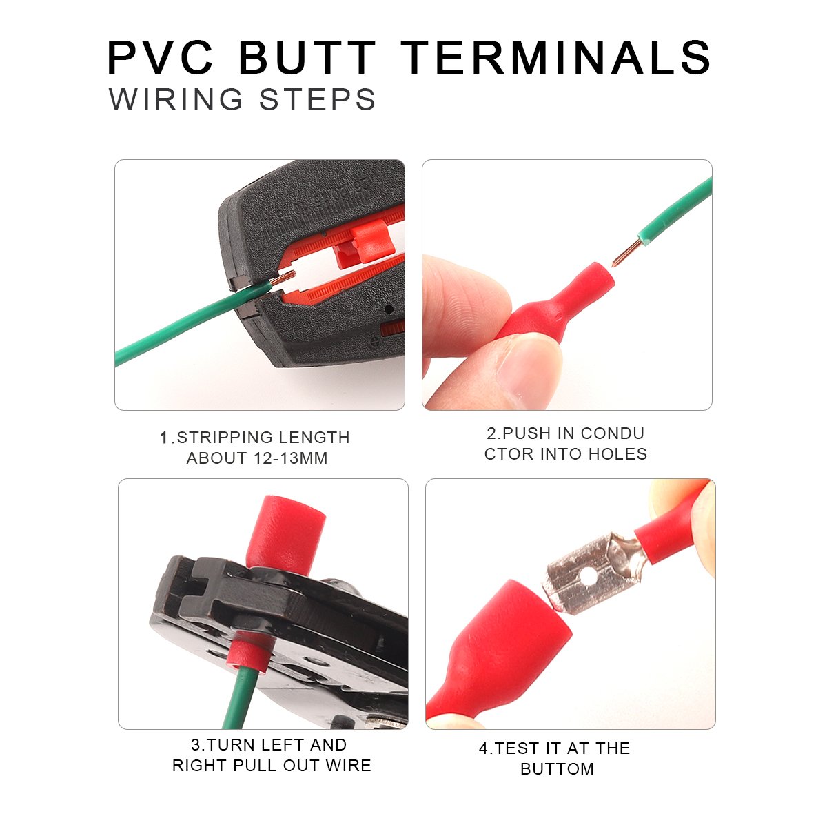 240 PCS/Boxed 22-10 AWG Insulated Bullet Butt Crimp Terminals Wire Cable Connector PVC Male Female Kit Splice Terminal Connector