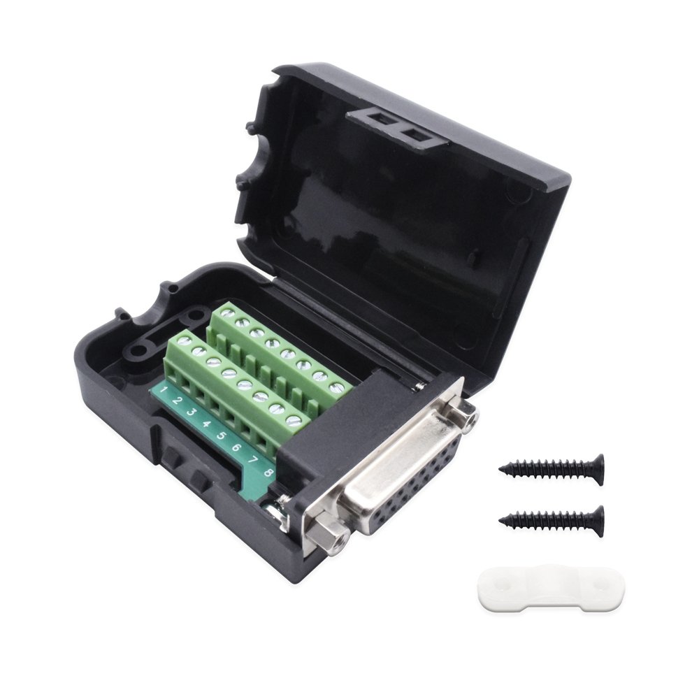 Original Manufacturer Black Cover Screw Lock Dsub 15Pin Female Connector with Nut VGA Adapter DB 15pin Wire Range 16-30AWG