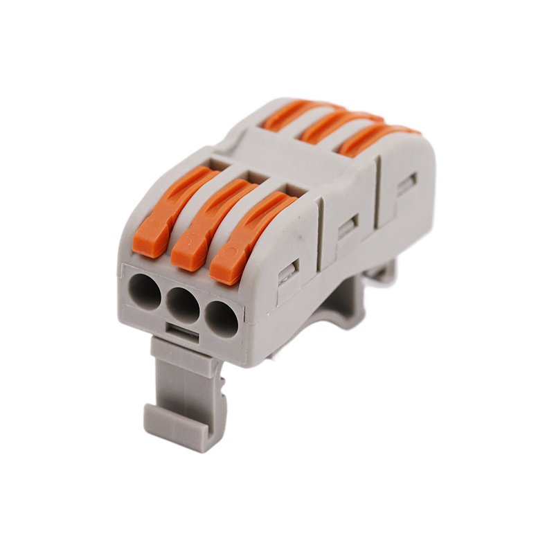 3 pin 3 holes orange push in connecter electrical Fast wire Connection terminal for Wires quick splicing wire connector