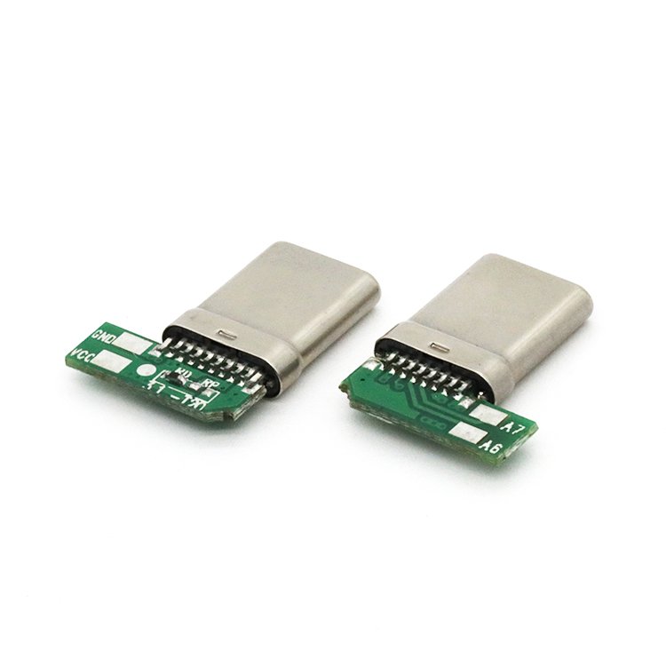 Affordable and durable high-quality USB Type C 16P Male Connector with right angle PCB usb type c connector male diy