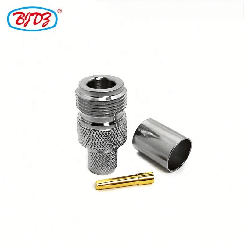 Factory supply N type female jack for RG214 RG8 RG213 LMR400 H1000 7DFB 8DFB coaxial cable crimp RF Coax Coaxial connectors
