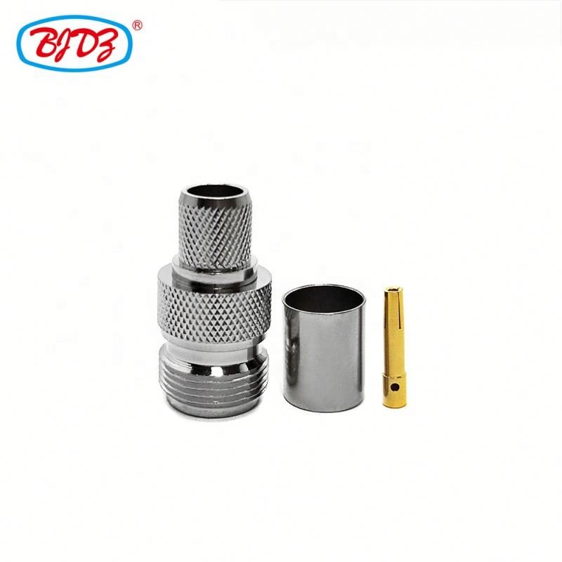 Factory supply N type female jack for RG214 RG8 RG213 LMR400 H1000 7DFB 8DFB coaxial cable crimp RF Coax Coaxial connectors