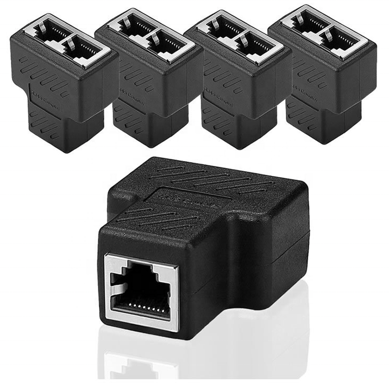 network cable three-way head cat6e connector Internet access at the same time one point two adapter 8-core splitter
