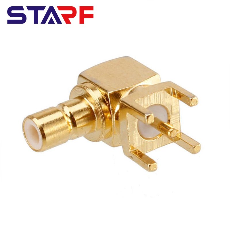 RF Coaxial Connector SMB PCB End Launch Plug 90 Degree Through Hole Bulkhead Solder SMB Right Angle Jack