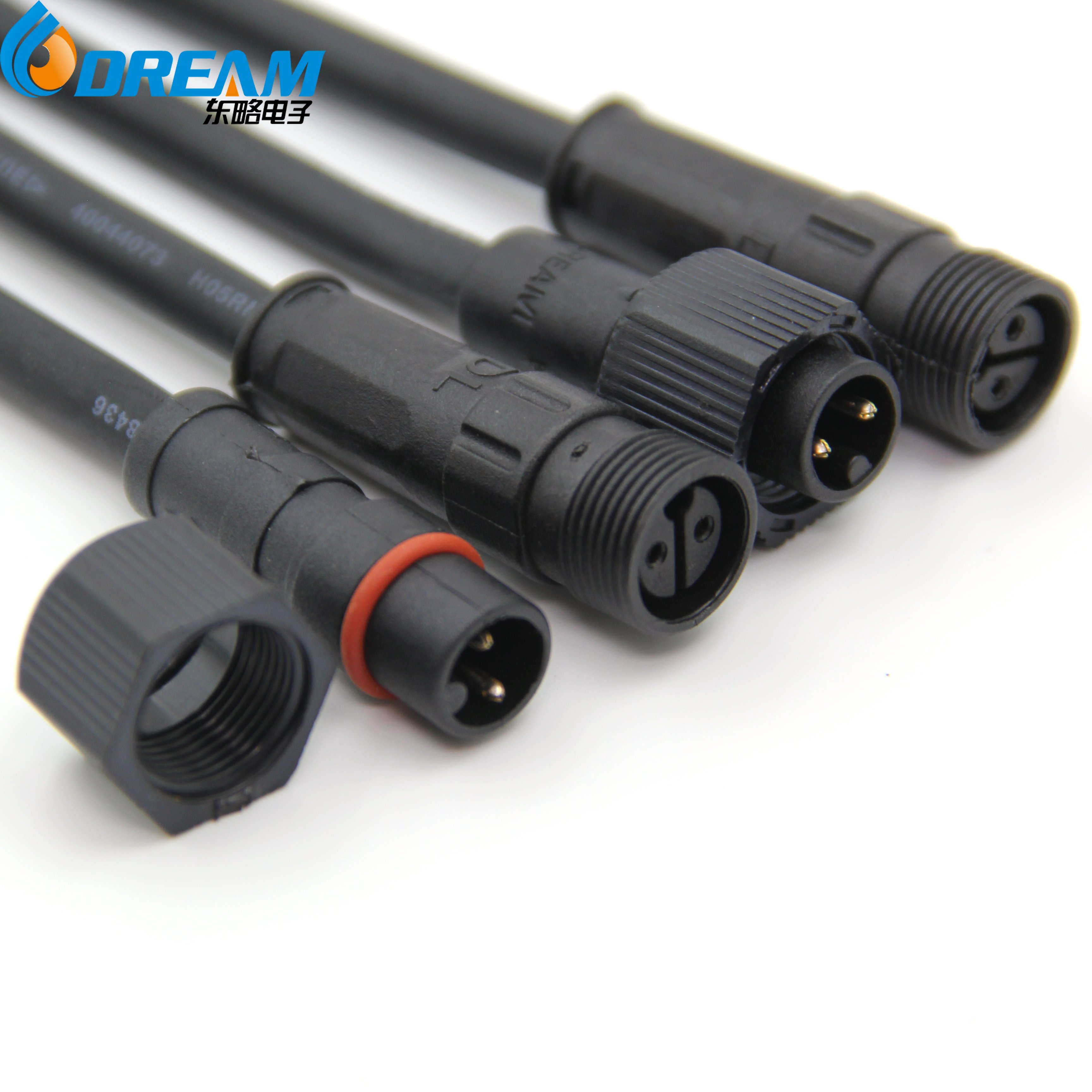 Factory IP66 M14 Waterproof Watertight 2 Pin Circular Thread LED Lighting waterproof cable connector