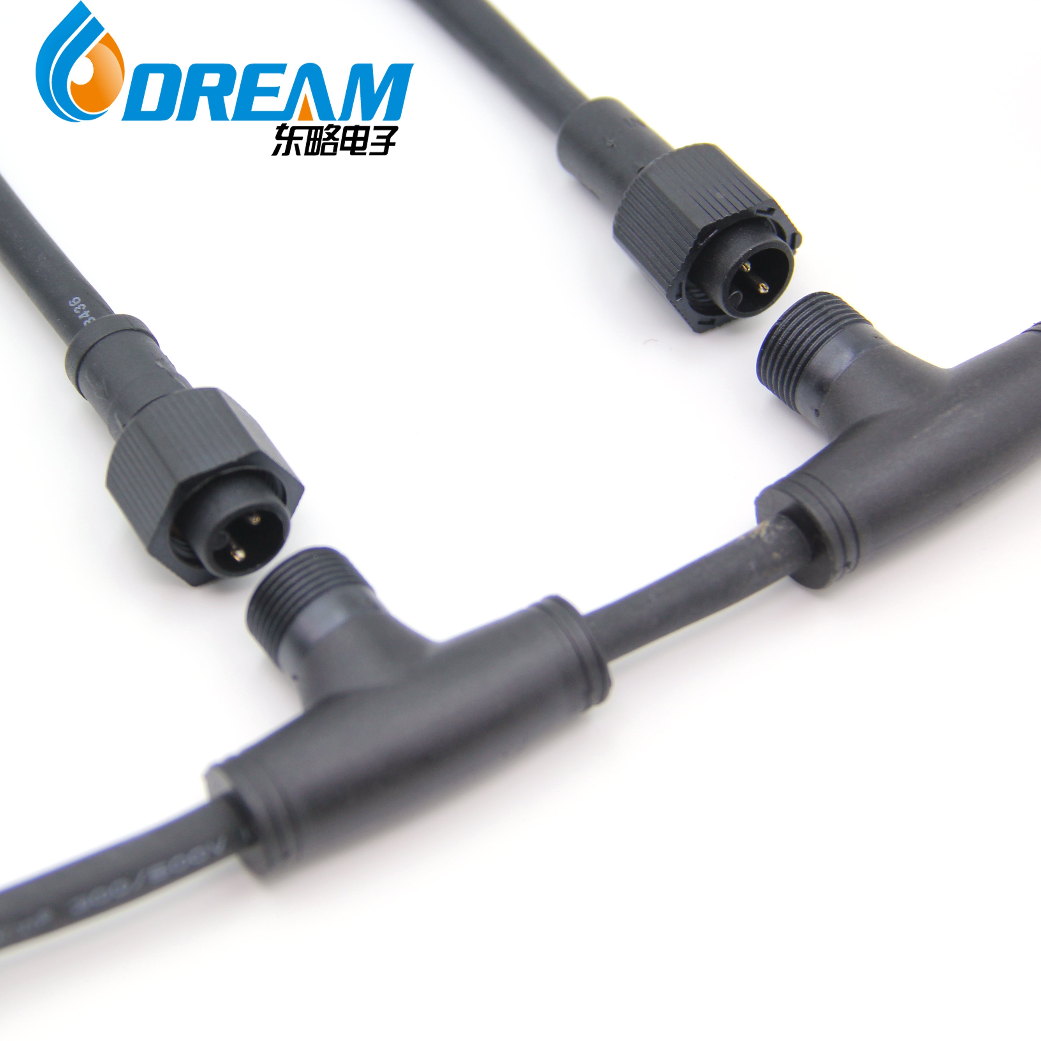 Factory IP66 M14 Waterproof Watertight 2 Pin Circular Thread LED Lighting waterproof cable connector