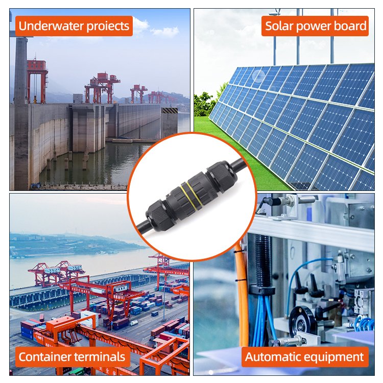 E-Weichat Light wire nylon ul connector 2 pin 3 pin 4p 5p IP68 cable waterproof quick 5 way connector