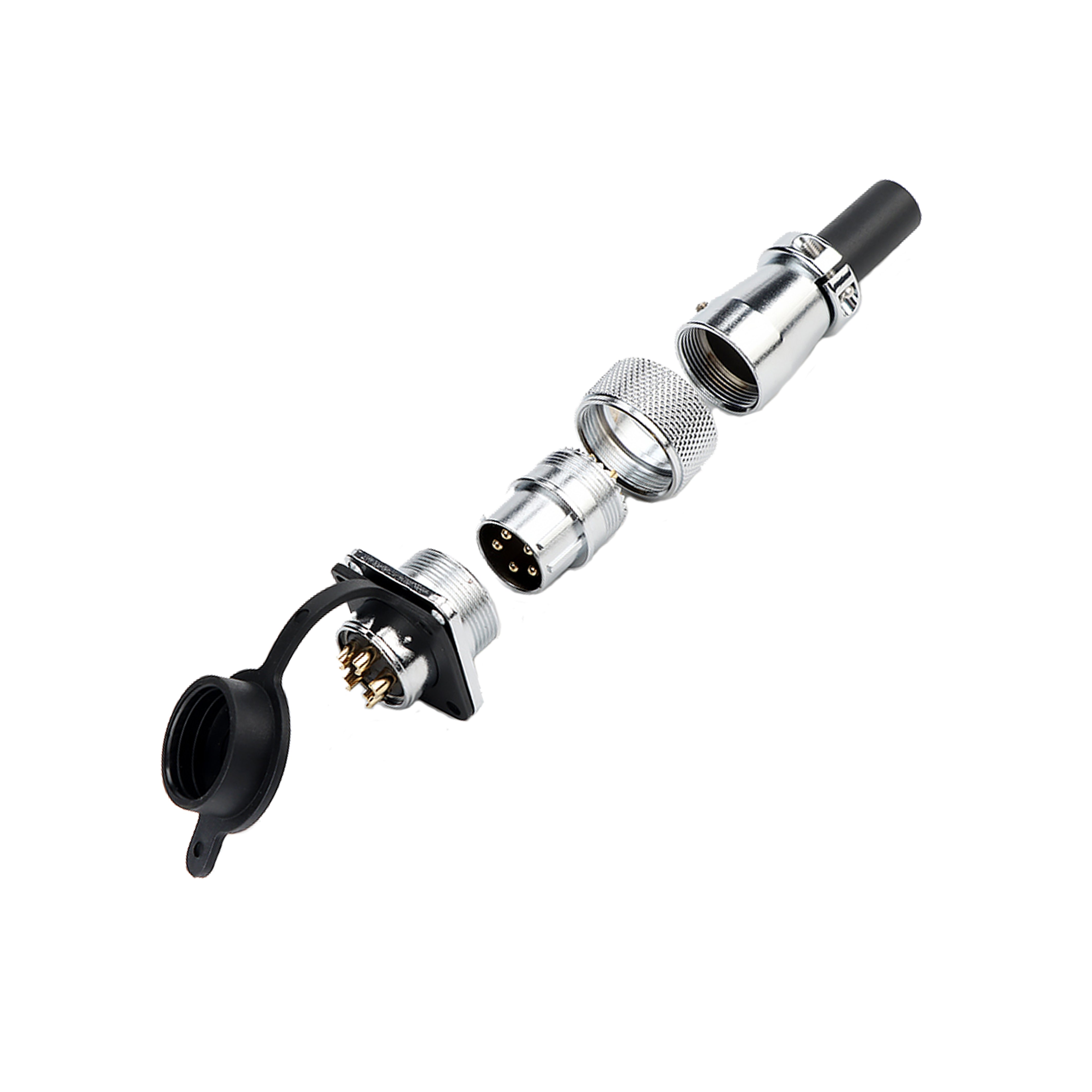 WS20 5pin Aviation electrical plug 7-pin straight thread metal plug Cable connector sleeve cable plug