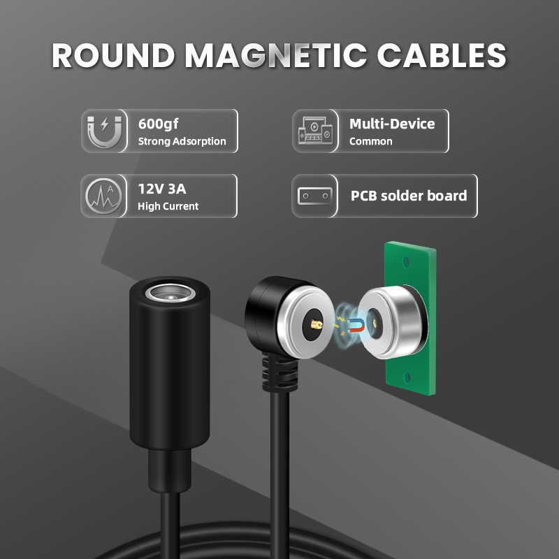 Right Angle 90 Degrees 5V 2A Male Female DC Interface Magnetic Charging Cable Connector With PCB