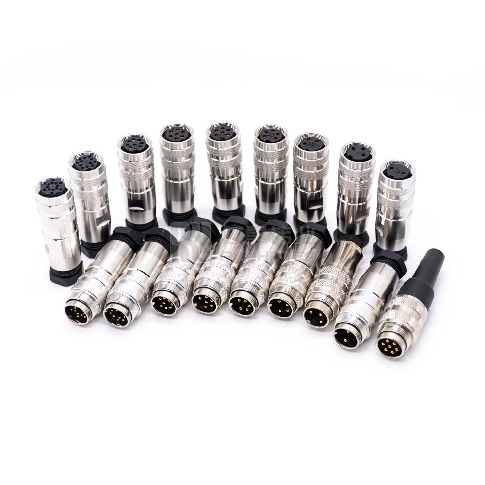 M16 8pin Connector IP67 Waterproof Metal Male Solder Assembly for Industrial Sensor