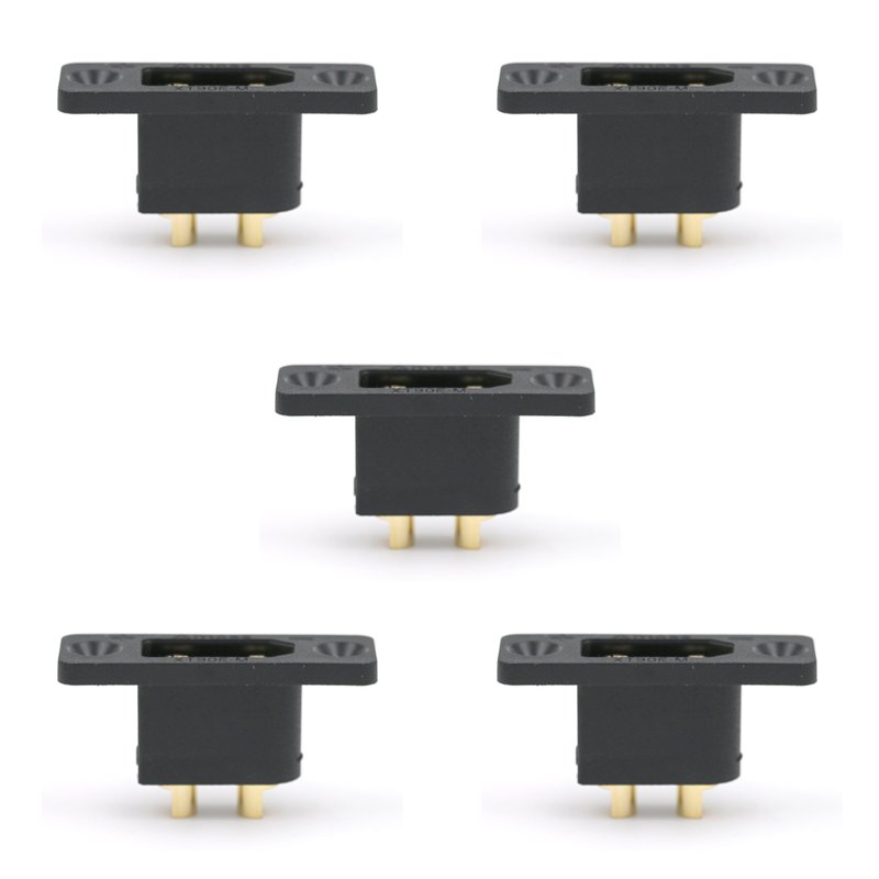 Amass XT90E-M plugs with holes for securing high current gold plated model aircraft connectors