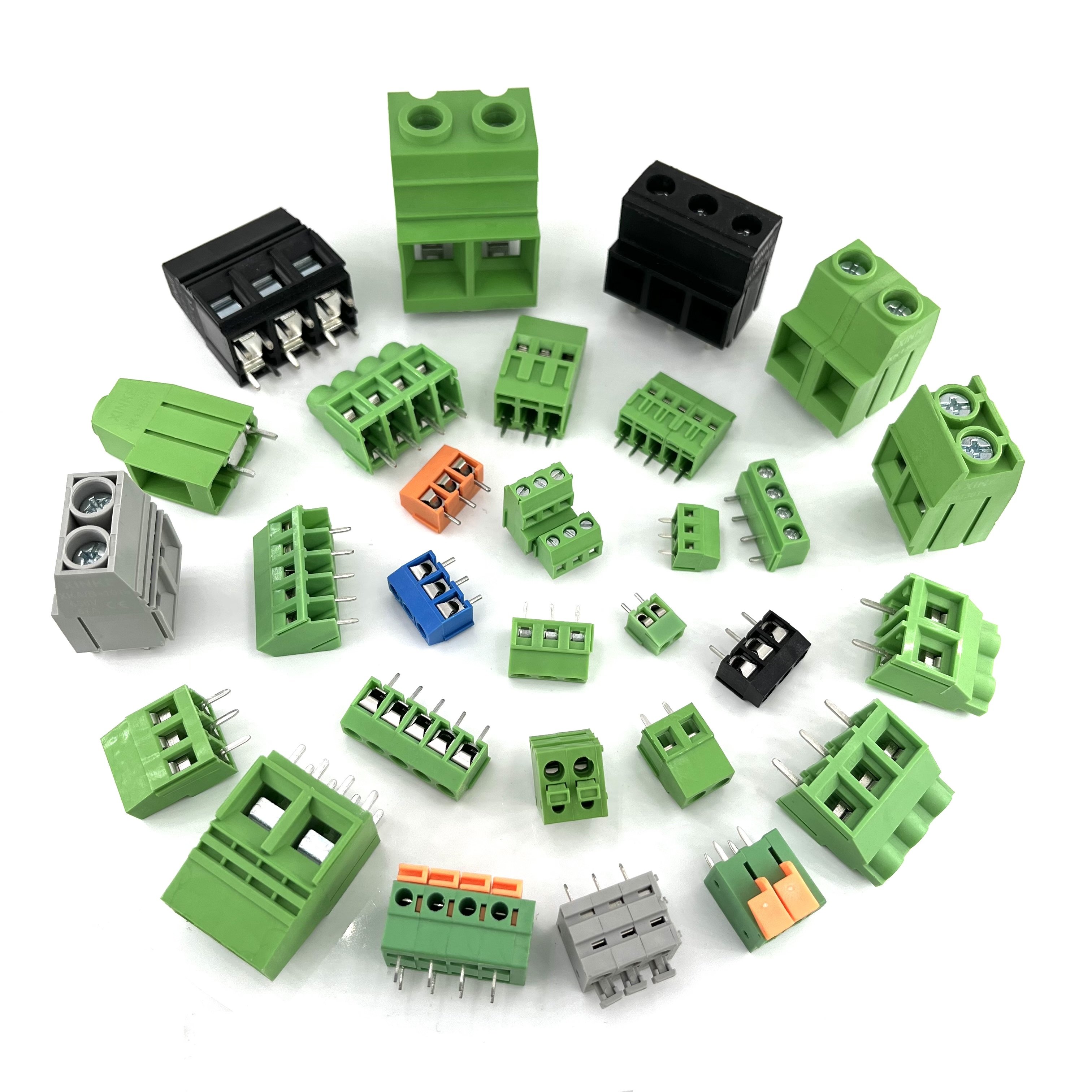 PCB Socket connector 2.54mm 3.5mm 3.81mm 5.0mm 5.08mm 7.62mm 10.16mm male and Female terminal blocks with copper contact