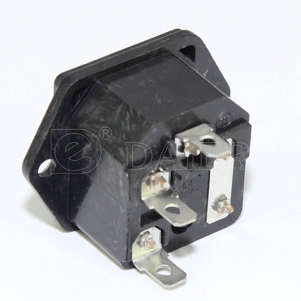 IEC C14 Power Socket -10A Screw In PCB Inlet- Panel Chassis Mount Connector 250V