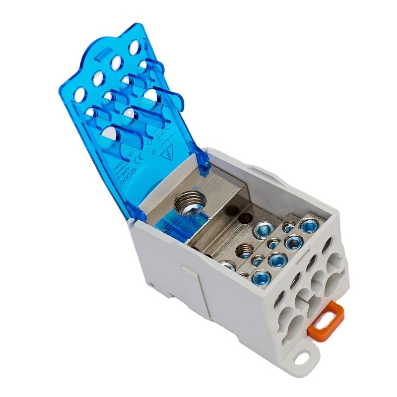 UKK Din Rail Unipolar Junction Box Screw Panel Power Distribution Terminal Block For 80A 125A 250A 400A