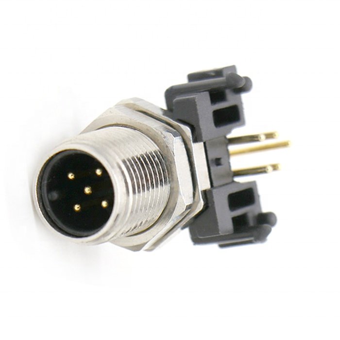 Waterproof ip67Fixed M12 male connectors A-coded pcb mount 3pin 4pin 5pin 6pin 8pin 10pin 12pin 17pin for sensor came