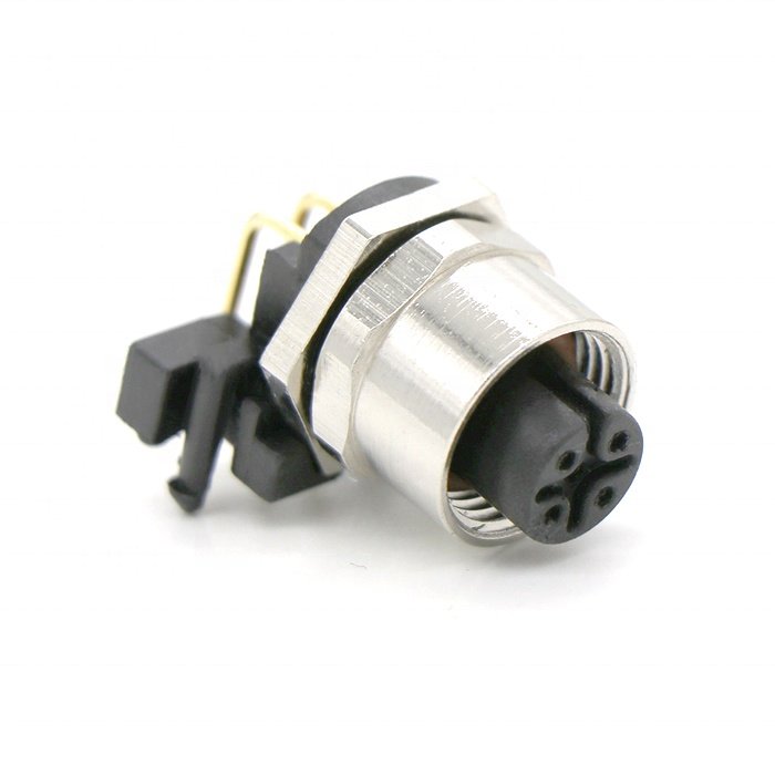 Waterproof ip67Fixed M12 male connectors A-coded pcb mount 3pin 4pin 5pin 6pin 8pin 10pin 12pin 17pin for sensor came
