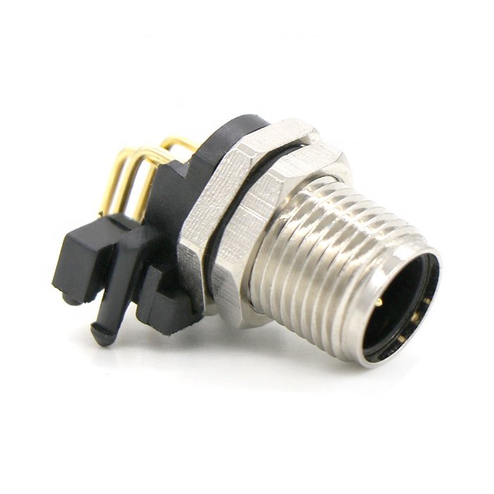 Waterproof ip67Fixed M12 male connectors A-coded pcb mount 3pin 4pin 5pin 6pin 8pin 10pin 12pin 17pin for sensor came