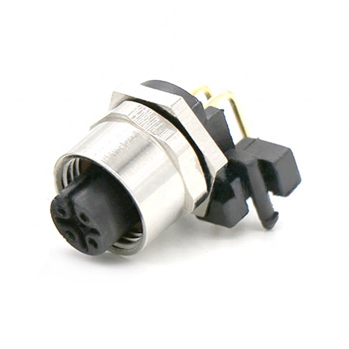 Waterproof ip67Fixed M12 male connectors A-coded pcb mount 3pin 4pin 5pin 6pin 8pin 10pin 12pin 17pin for sensor came