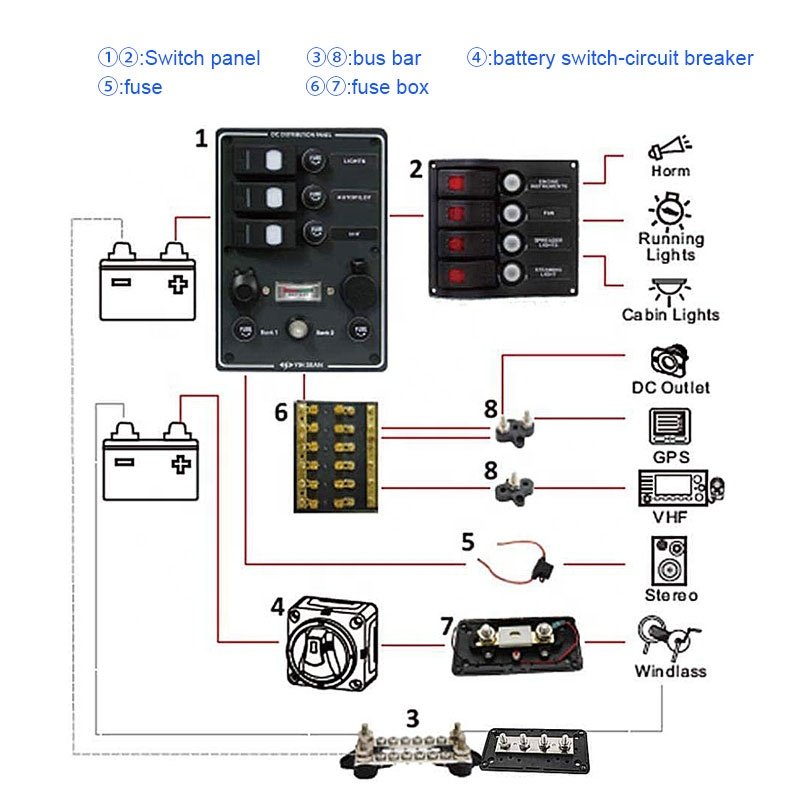 DC 48V 150A BusBar M10 Terminal Block Power Stud Battery Bus Bar Connector for Truck RV Boat