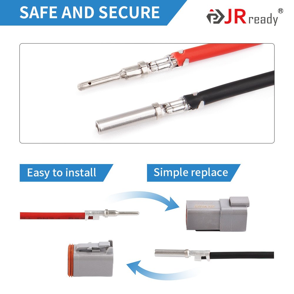 JRready ST6302 208 PCS DT Deutsch Connector Kit,2 Sets 2pin 3 4pin 6 8 12 Pin DT Series Connector with 16 Stamped Contacts