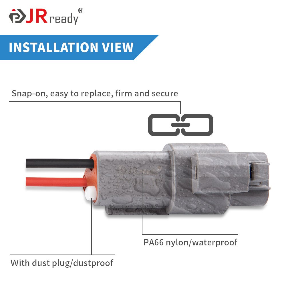 JRready ST6302 208 PCS DT Deutsch Connector Kit,2 Sets 2pin 3 4pin 6 8 12 Pin DT Series Connector with 16 Stamped Contacts