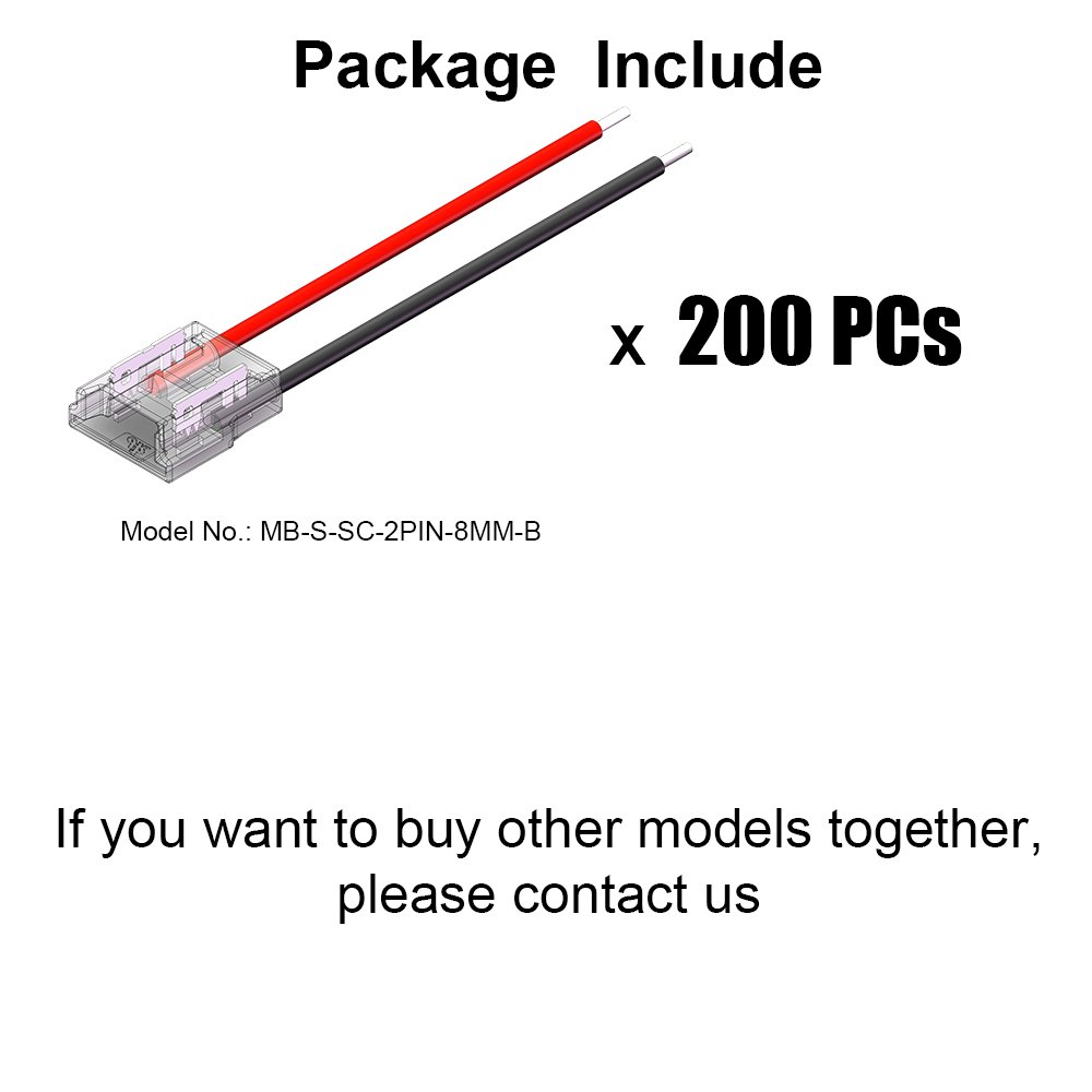 8mm 2Pin Board to Wire COB Strip Connector Gapless Solderless LED Strip Connector for COB Led Strip Light