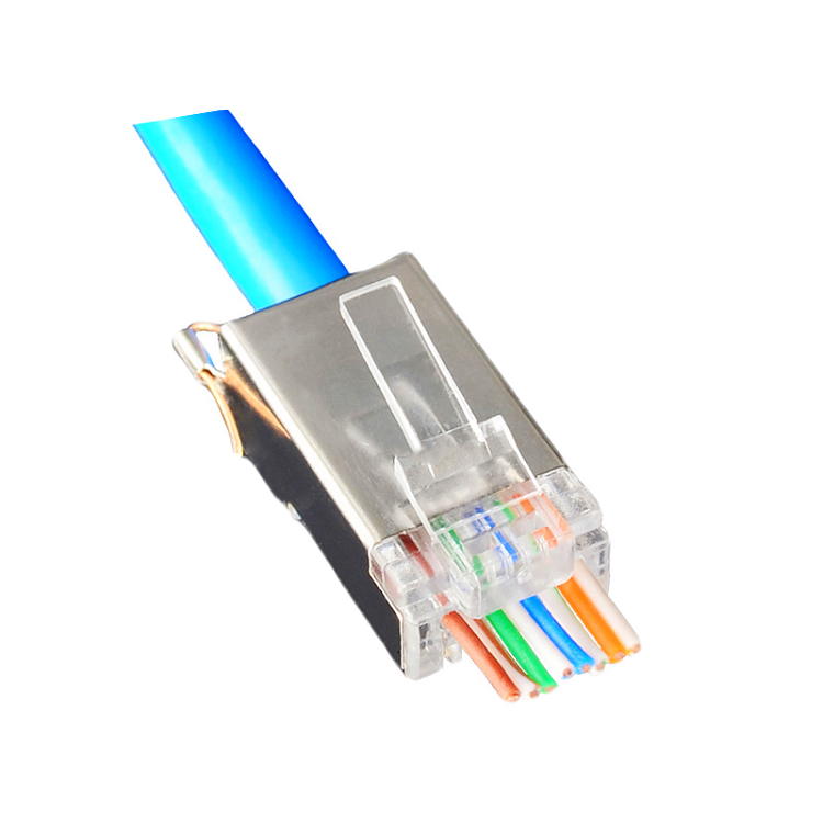Free sample bare copper connector Cat5e Cat6 FTP Shielded 8P8C 3 Prong Rj45 Connector for computer network